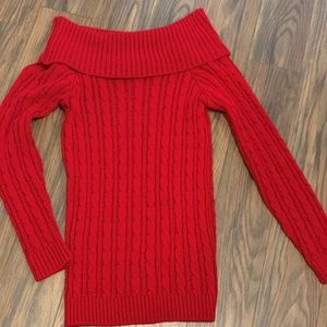 Off Shoulder Red Sweater